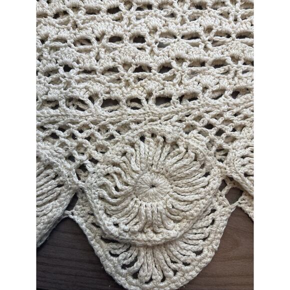 Vintage Sweater Vest Crochet Knit Boho Cream Silk blend-Small - Picture 7 of 10